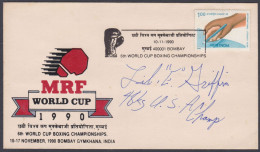 Inde India 1990 Special Autograph Cover Eric Griffin, USA, Boxer, World Cup, Sport, Sports, Boxing, Pictorial Postmark - Covers & Documents