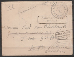 L. Franchise Militaire (S.M.) Càd "KORTRIJK 1/6 II 1919 Pour GAND - [RETOUR A L'ENVOYEUR] & [ONBESTELBAAR / REBUT] (au D - Covers & Documents