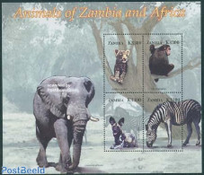 Zambia 2005 African Animals 4v M/s, Panthera, Mint NH, Nature - Animals (others & Mixed) - Cat Family - Elephants - Mo.. - Zambie (1965-...)