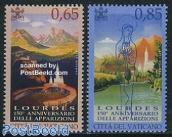 Vatican 2008 Lourdes 2v, Mint NH, Religion - Sport - Churches, Temples, Mosques, Synagogues - Religion - Mountains & M.. - Nuevos