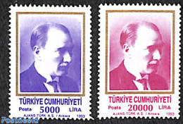 Türkiye 1993 Definitives, Ataturk 2v, Mint NH, History - Politicians - Autres & Non Classés
