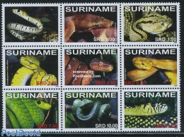 Suriname, Republic 2008 Snakes 8v Sheetlet, Mint NH, Nature - Reptiles - Snakes - Suriname