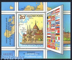 Hungary 1983 KSZE Presentation S/s, With Reverse Printed Text In Red, Mint NH, History - Various - Flags - Maps - Neufs