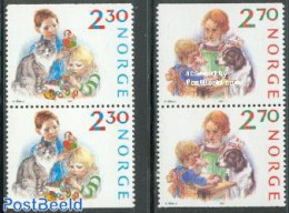 Norway 1987 Christmas 2x2v [:], Mint NH, Nature - Religion - Cats - Dogs - Christmas - Ongebruikt