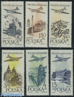 Poland 1957 Airmail Definitives 6v, Mint NH, Transport - Aircraft & Aviation - Ongebruikt