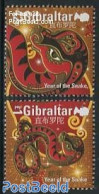 Gibraltar 2013 Year Of The Snake 2v, Mint NH, Nature - Various - Snakes - New Year - Neujahr