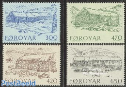 Faroe Islands 1987 Farm Houses 4v, Mint NH, Various - Agriculture - Art - Architecture - Landwirtschaft