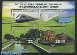 Türkiye 2013 Eskisehir Cultural Capital S/s, Mint NH, History - Transport - Unesco - Railways - Other & Unclassified