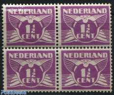 Netherlands 1926 1.5c, Perf. 12.5, Block Of 4 [+], Mint NH - Unused Stamps