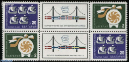 Bulgaria 1968 Scandinavian Co-operation 2x2v, Mint NH, History - Transport - Flags - Philately - Ships And Boats - Ongebruikt