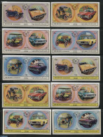 Sharjah 1971 Stamp Day, American Automobiles 10v, Imperforated, Mint NH, Transport - Stamp Day - Automobiles - Giornata Del Francobollo