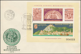 1975 Ungarn 3064-3067 Block 115B Denkmalschutzjahr, Ungezähnt Auf FDC - European Ideas