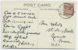 ENGLAND 1 1/2C SOLO CARD PAQUEBOT PORT SAID 1932 CRUISES MONTE CARLO TO USA - Covers & Documents