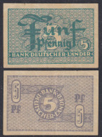 BDL Bank Deutscher Länder 5 Pfennig 1948 Ro 250b F/VF (3/4)    (27772 - Otros & Sin Clasificación