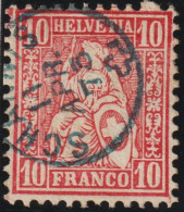 Heimat SG Schänis 1875-04-11 Blau Auf Sitzende Helvetia 10 Rp. Karmin SBK#38 Fingerhut - Used Stamps