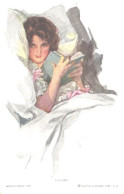 Harrison Fisher:Luxury, Girl With Book In Bed, Reinthal & Newman 253, Pre 1940 - Fisher, Harrison