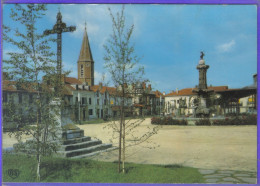 Carte Postale 65. Rabastens De Bigorre  Le Place Centrale Et La Fontaine Du Jet D'eau   Très Beau Plan - Rabastens De Bigorre