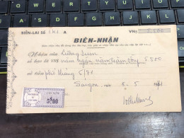 Viet Nam Suoth Old Bank Receipt(have Wedge 2 $ Year 1961) PAPER QUALITY:GOOD 1-PCS - Sammlungen