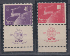 Israel 75 Years Since UPU Mi#28/9 1950 MNH ** - Neufs (avec Tabs)