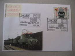 Österreich- Sonderumschlag Eisenbahnjubiläum Mit Automatenmarke MiNr. 2 Und Sonderstempel Salzburg - Machine Labels [ATM]