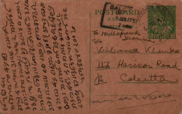 India Postal Stationery 9p To Calcutta - Cartoline Postali