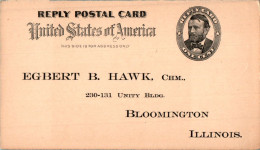 US Postal Stationery 1c To Egbert Hawk Bloomington Illinois - ...-1900