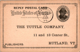 US Postal Stationery 1c Pittsford VT To Rutland VT 1897 - ...-1900