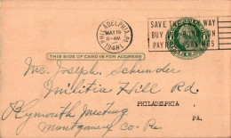 US Postal Stationery 1c Philadelphia 1948 Gas Service - 1921-40