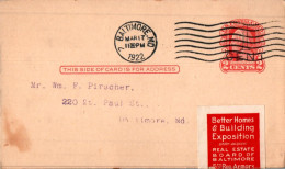US Postal Stationery 2c Baltimore 1922 Real Estate - 1921-40