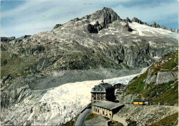 Furkapass, Hotel Belvedere Mit Rhonegletscher Und Gerstenhörner (16584) * 17. 9. 1974 - Postautobus - Obergoms