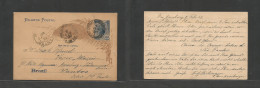 Brazil -Stationary. 1902 (8 Febr) Novo Hamburgo, S. Pedro Do Sul - Santos (18 Febr) 50 Rs Illustrated Stat Card. VF Usag - Sonstige & Ohne Zuordnung
