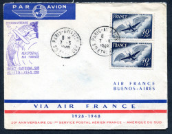 RC 27664 FRANCE 1948 FRANCE - AMERIQUE DU SUD 20e ANNIVERSAIRE 1er VOL FFC - TB - 1927-1959 Brieven & Documenten