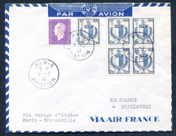 RC 27669 FRANCE 1946 PARIS - BRAZAVILLE VOYAGE D'ETUDES 1er VOL FFC - TB - 1927-1959 Brieven & Documenten