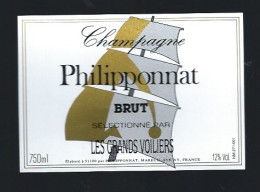Etiquette Champagne Brut Les Grands Voiliers Philipponat Mareuil Sur Aÿ  Marne 51  "sport, Voile" - Champagner