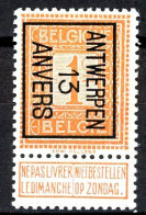 BE  PO 36  XX    ---   ANTWERPEN   ---   1913  --  Pleine Gomme Sans Charnière - Typo Precancels 1912-14 (Lion)