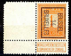 BE  PO 45  XX    ---   BRUXELLES   ---   1914   ---   Pleine Gomme Et Sans Charnière Et Bord De Feuille - Typografisch 1912-14 (Cijfer-leeuw)