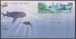 Inde India 2009 FDC Joint Issue With Philippines, Gangetic Dolphin, White Shark, Fish, Marine Life, First Day Cover - Altri & Non Classificati