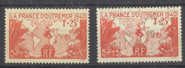 Yvert 453 - La France D' Outremer  1940  - 1 Timbre Neuf Sans Trace De Charnière + 1 Timbre Oblitéré - Otros & Sin Clasificación