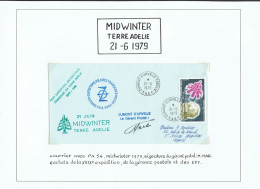 29e Expedition - 1 LS MIDWINTER Terre Adélie 21/6/79 Signature Du Gérant Postal MARC - Lettres & Documents