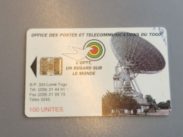 TOGO-(TG-OPT-0007A)-Earth Station 100-Reverse 1-(35)-(100units)-(C54150100)-used Card+1card Prepiad Free - Togo