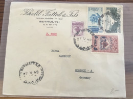 Libanon 1949 Nach Rostock Germany Brief - Libano