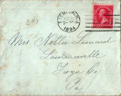 US Cover 2c 1894 Trenton NJ For Laurenceville Tioga Penn - Briefe U. Dokumente