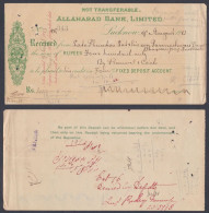 Inde British India 1913 The Allahabad Bank Deposit Receipt - 1911-35 King George V
