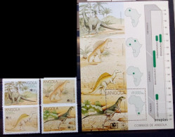 Angola 1994, Dinosaurs, MNH S/S And Stamps Set - Angola