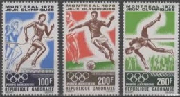 RÉP. GABONAISE :1976: Y.PA184-86 : ## Olympics MONTREAL 1976 ##.  @§@ Course à Pied – Football – Saut En Hauteur @§@. - Ete 1976: Montréal