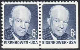 !a! USA Sc# 1393a MNH Horiz.PAIR (bottom) From BOOKLET-PANE - Dwight D. Eisenhower - Unused Stamps