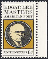 !a! USA Sc# 1405 MNH SINGLE W/ Right Margin - Edgar Lee Masters - Neufs