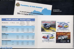 San Marino 2004 Volkswagen 4v In Booklet, Mint NH, Transport - Stamp Booklets - Automobiles - Neufs