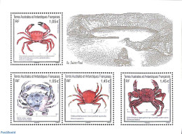 French Antarctic Territory 2021 Crabs 4v M/s, Mint NH, Nature - Shells & Crustaceans - Crabs And Lobsters - Neufs