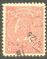 XW01-1237 Travancore Anchal 8c Eight Cash - Travancore